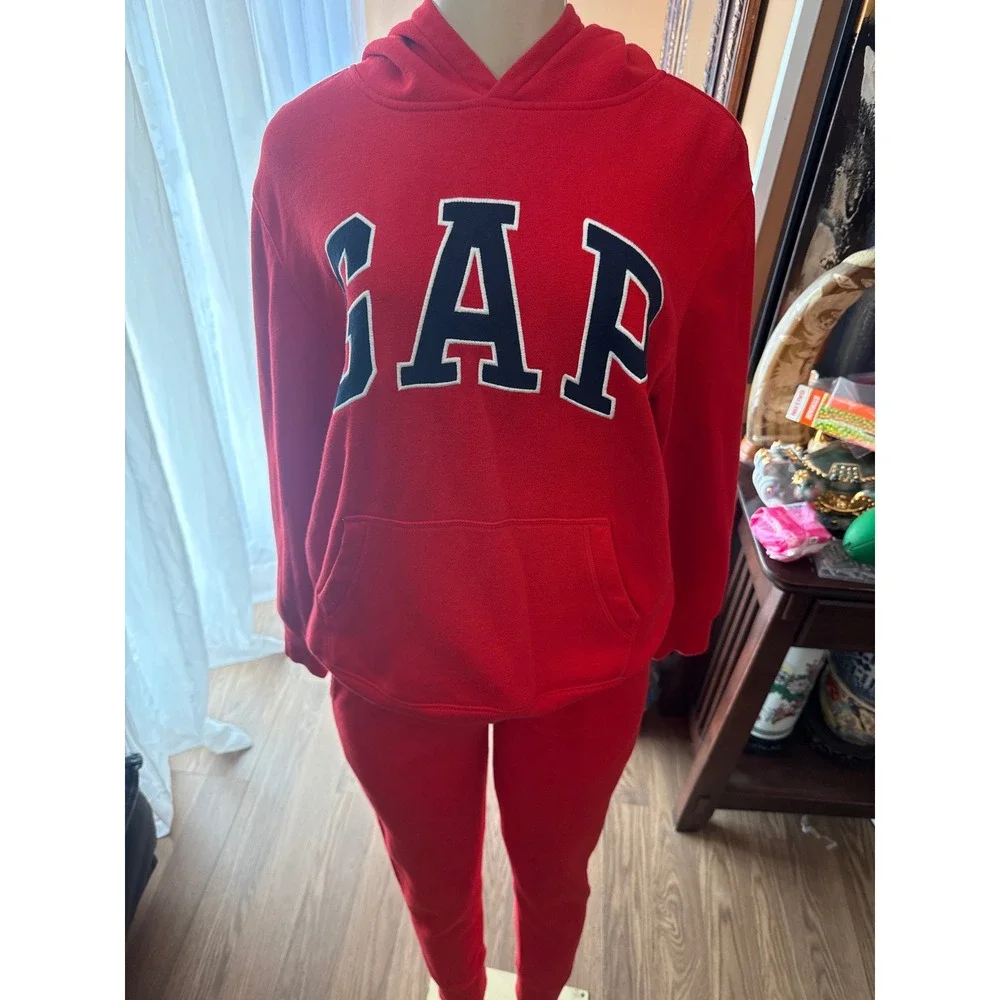 Gap Kids Red Fleece Hoodie‎ and Sweatpants Set Arch Logo XXL 14-16